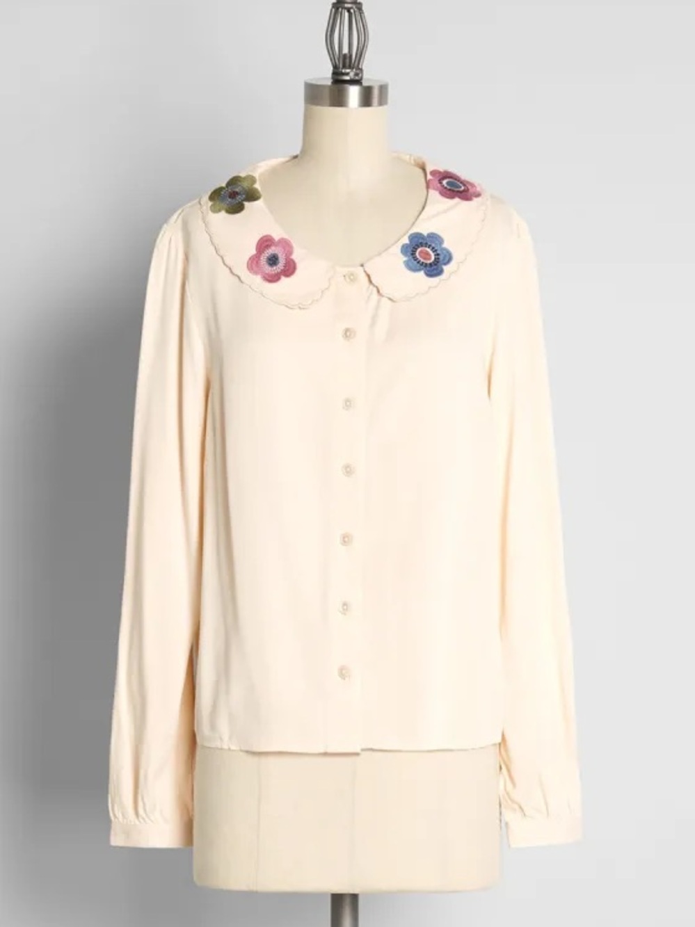 ModCloth x Princess Highway Blouse with Embroidered Peter Pan Collar